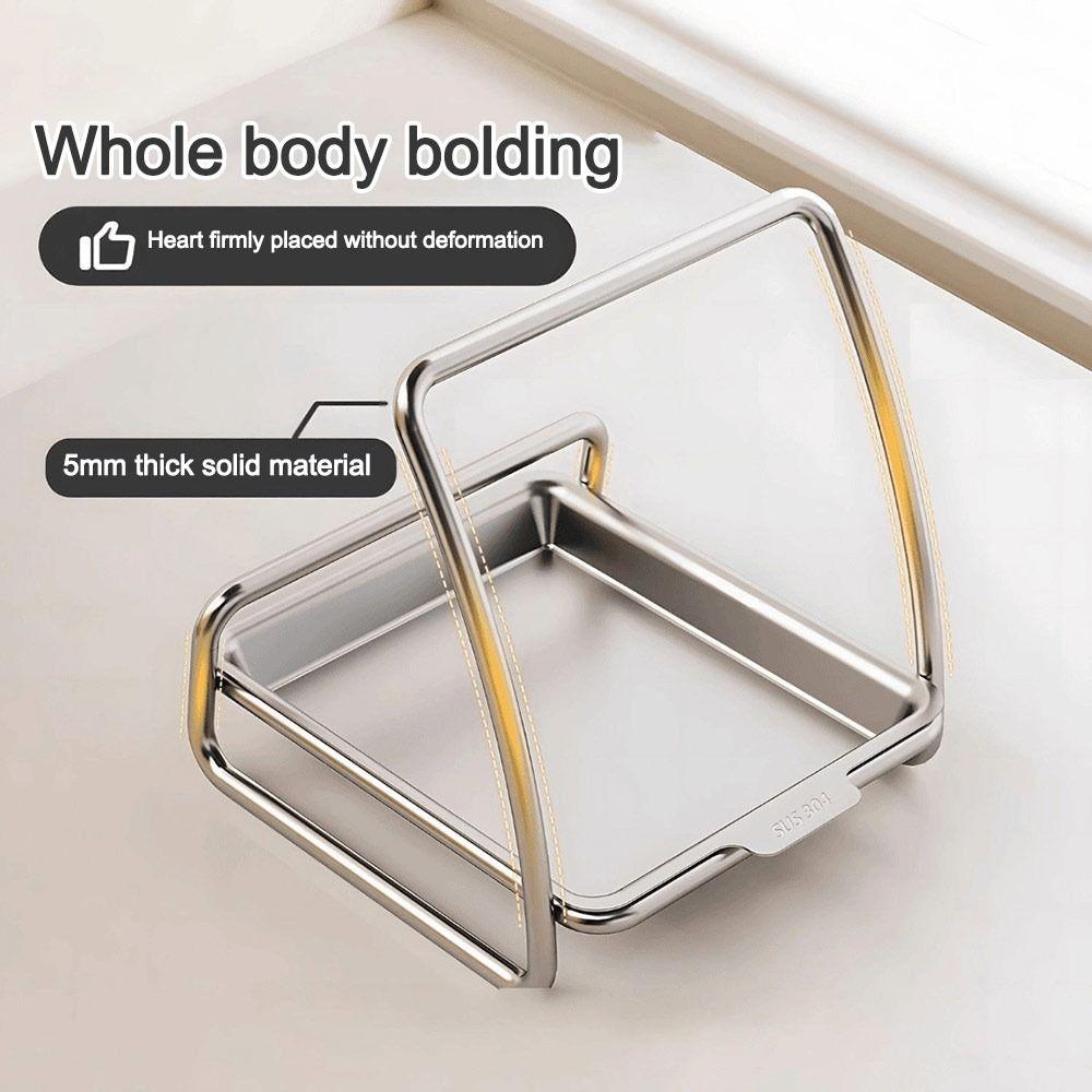 Portable Stainless Steel Cutting Board Holder Rustproof Large Capacity Spoon Holder with Draining Tray Pot Lid Stand
