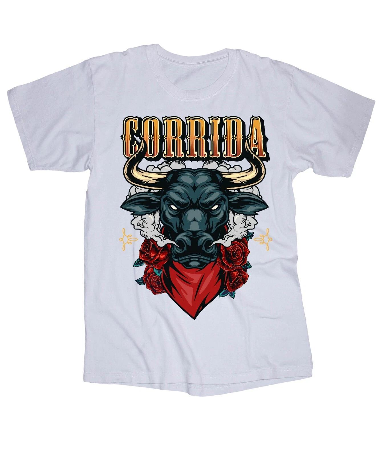 

CORRIDA Bull Spanish De Toros Roses Bull Fighting Mexico white T-shirt Graphic L