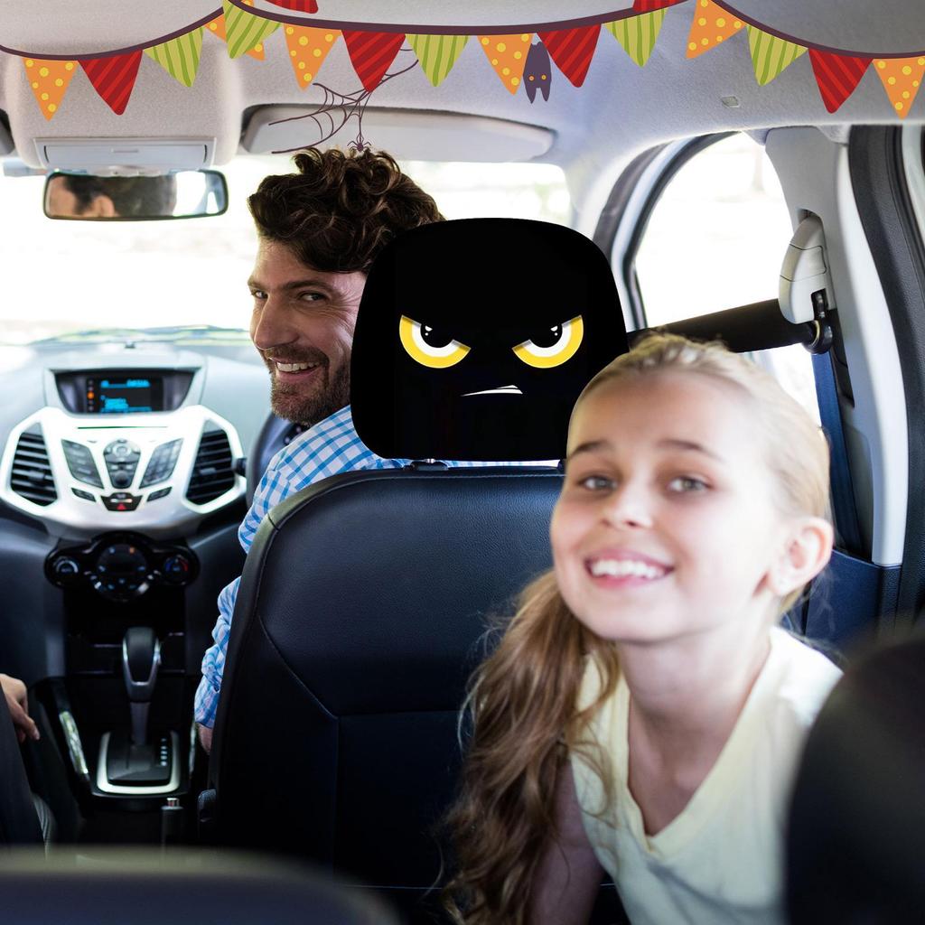 Headrest Covers For Cars 2 Pieces Funny Halloween Head Rest Covers With Big Eyes Seasonal Decor For Fall Holiday Trip Travel