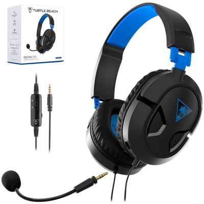 TURTLE BEACH Recon 50 Gaming Headset In Black and Wired Headphones with Headphone Compatible with Handheld Game and with Detachable Mic Blue,