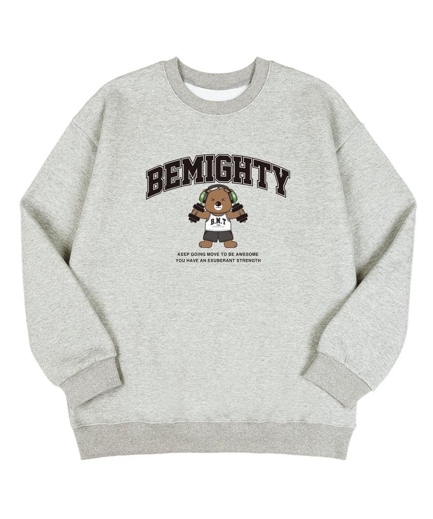 BEMIGHTY Dumbbell Bear Oversized Fleece-Lined Sweatshirt [Black]