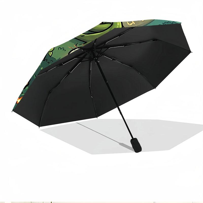 Plants VS Zombies Print Automatic Open Close Umbrella, Portable Foldable Umbrella, for Outdoor Commute Camping Trip, Ideal Birthday Gift