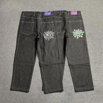 ZYLLO New Jeans Jeans Droits Broderie Imprimée de Haute Qualité Pantalon Noir Jeans Homme Impression Tendance Street Wear Jeans Homme