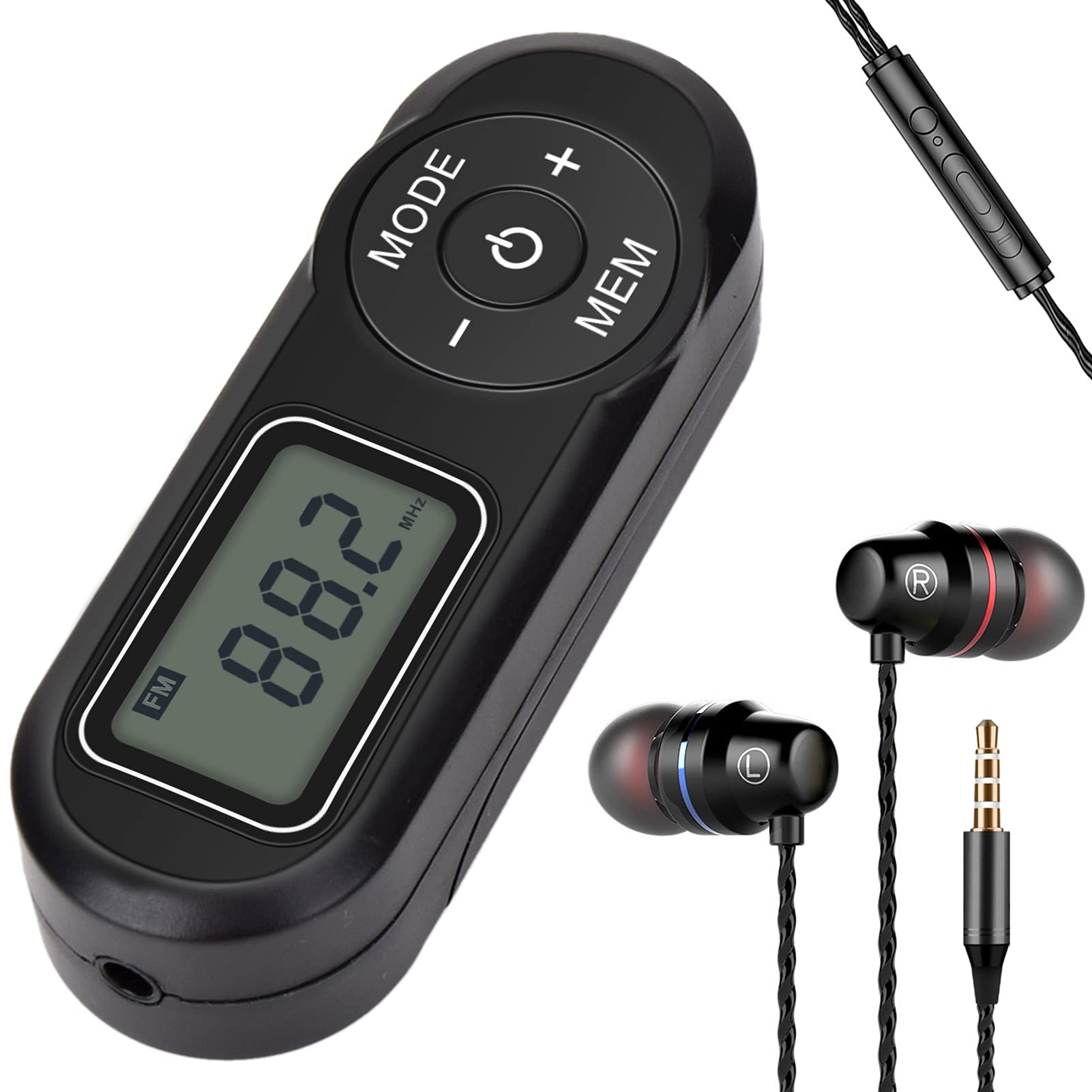 

HanRongDa Portable Radio, FM Wide FM Compatible, Long Playback Time of 30 Hours, Stereo Support, High Sensitivity Reception, 20 Station Memory, Ideal