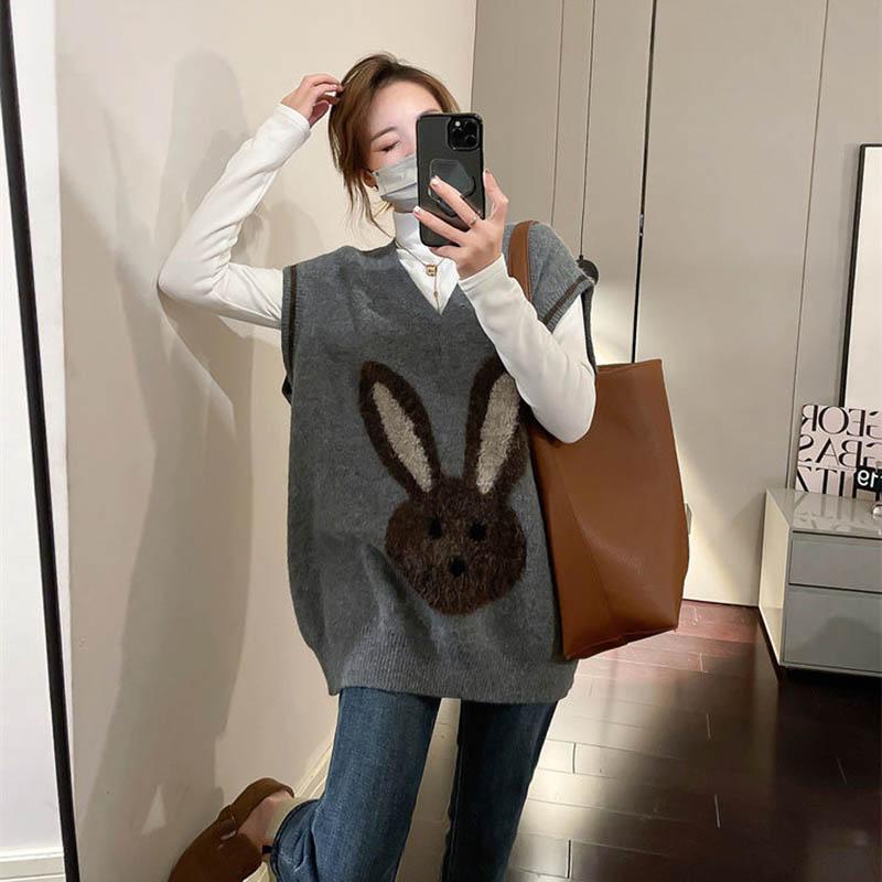 Sleeveless Knitted Vest Women Autumn and Winter Loose Slim Hundred Canvas Pullover Vest Top