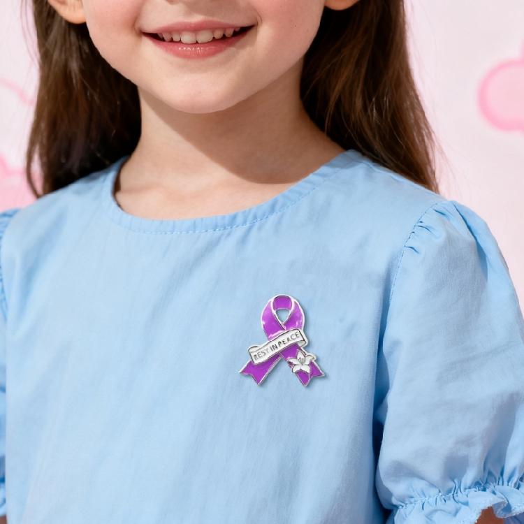 Versatile Peace Rest In Peace Brooch Pin With Ribbon Flower Accent Easy To Pair Outfits For Event Secure Closure