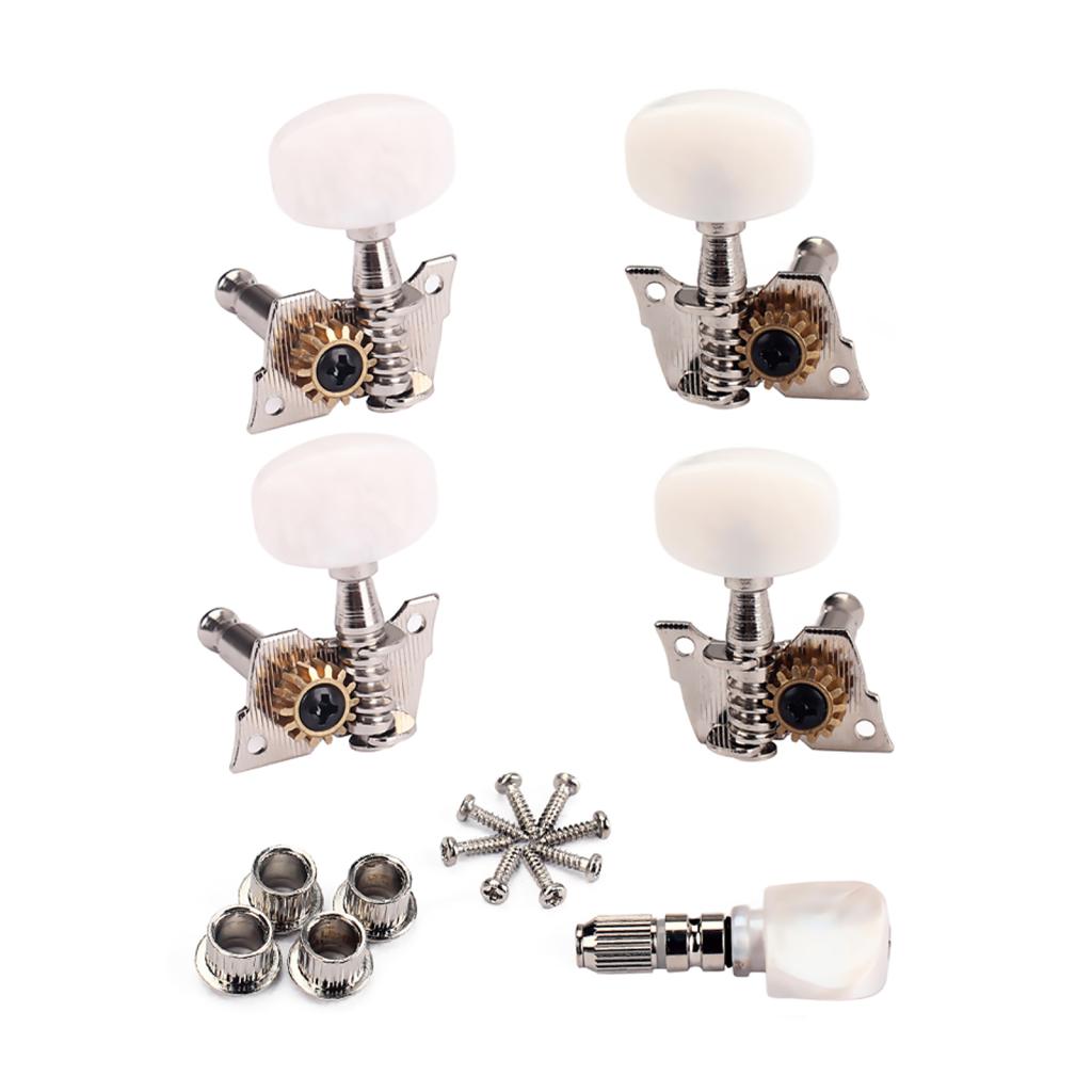 Ukulele 4 String Left and Right Hand Guitar Tuning Peg Keys Guitar Tuners Machine Head - Small White Oval Concave Button