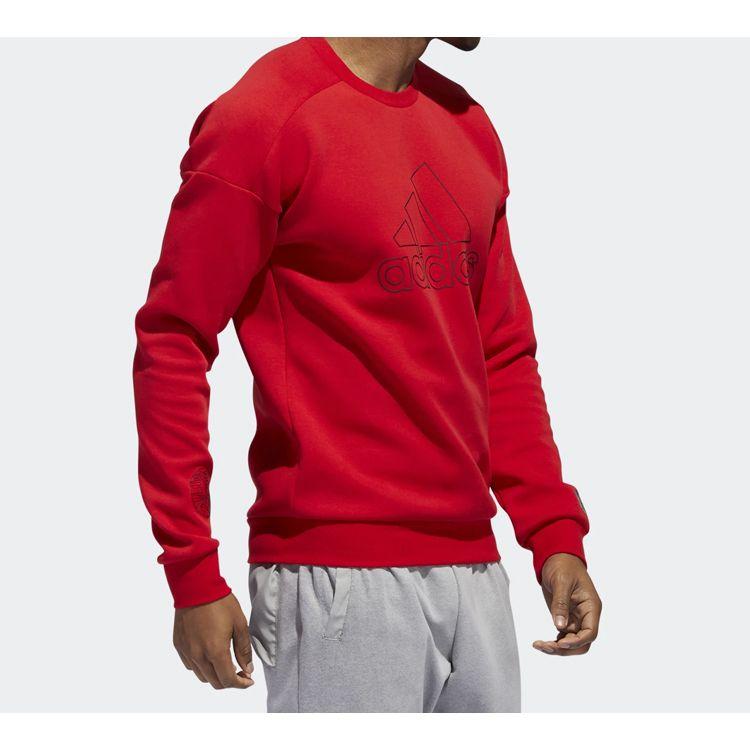 Adidas Logo Print Sports Pullover Hoodie Men Tops Light-Crimson FU6221