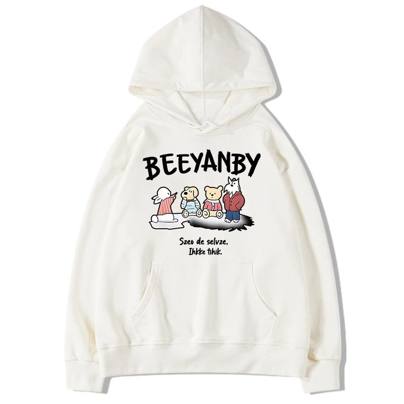 Huamian hooded sweater women s season 2025 loose velvet thin pullover hoodie autumn and winter ins tide 2XL белый