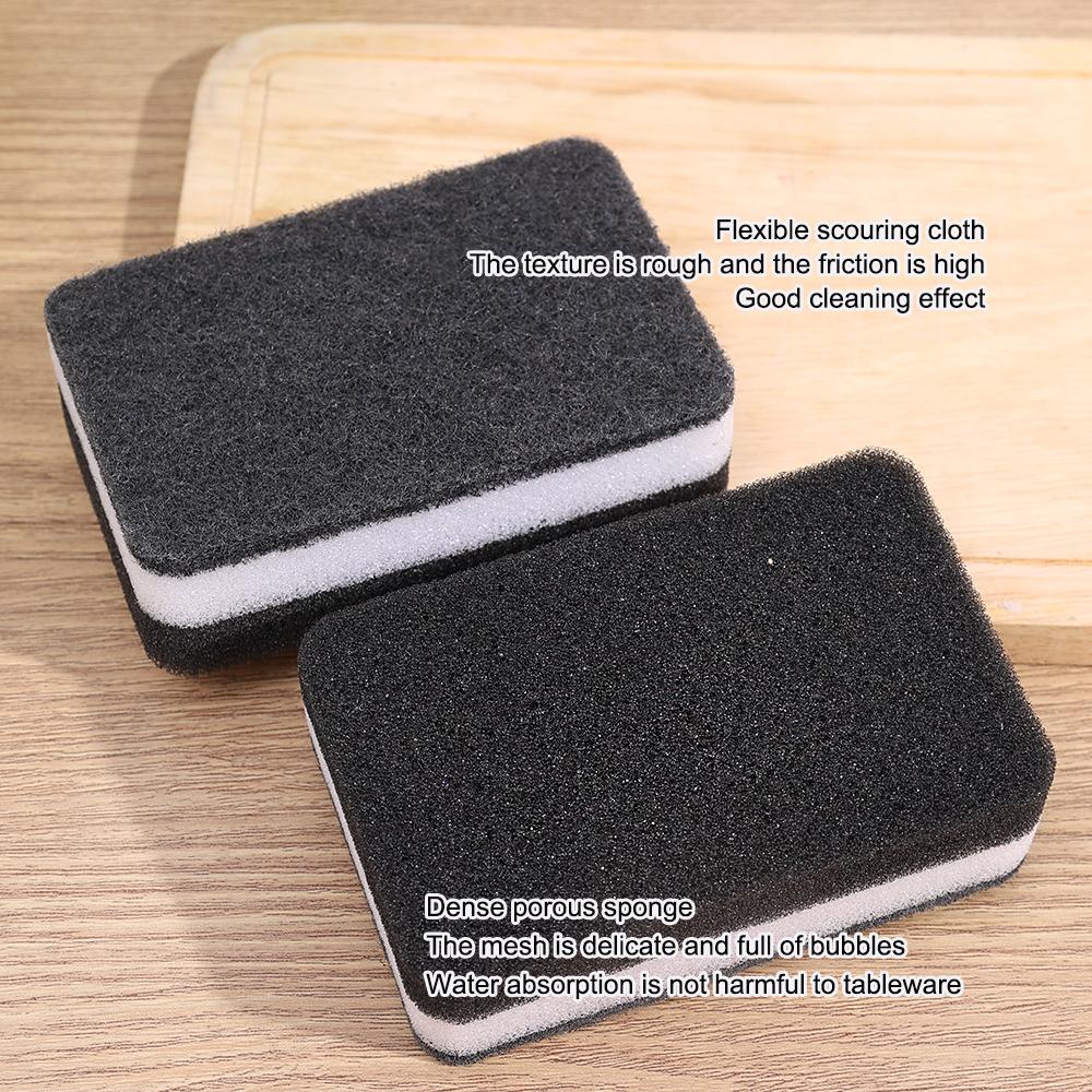 Thickened Double-sided Dishwashing Sponge Black Sandwiched White Stain Removal Scouring Cloth Cleaning of Pots Bowls Sinks Rag
