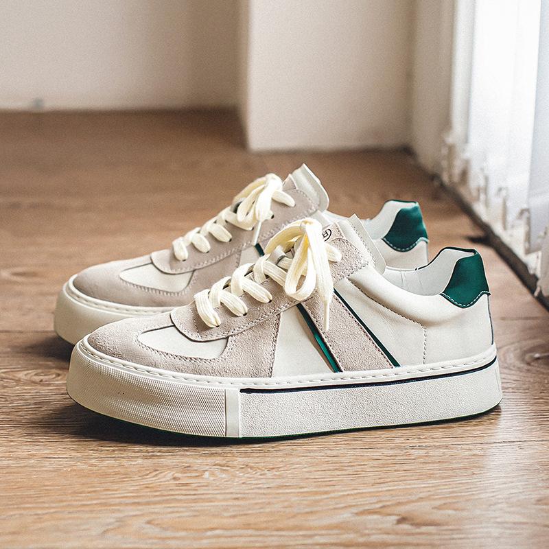 3012 thick-soled men's spring new leather casual little white shoes simple design versatile height-increasing board shoes