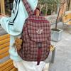 Vintage Plaid Backpack College Style Junior High School Student Schoolbag