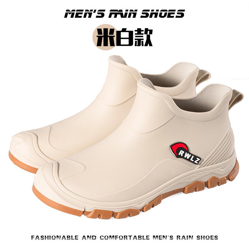 Water shoes men's short rain shoes urban rain boots low-top waterproof boots non-slip rubber shoes water boots tide