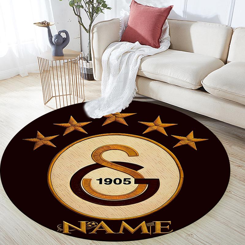 Custom Name,Galatasaray Pattern Round rug,Carpet Rug for Living Room Bedroom Playroom ,Non-slip Floor Mat,Holiday Gifts and Birthday Gifts.