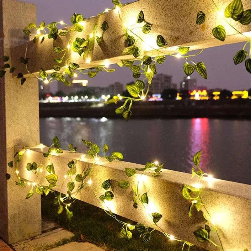 20/50/100LEDs Green Leaf Lamp String Yard Light Battery Operated Perfect for New Year Outdoor Party Wedding Bedroom Decorations