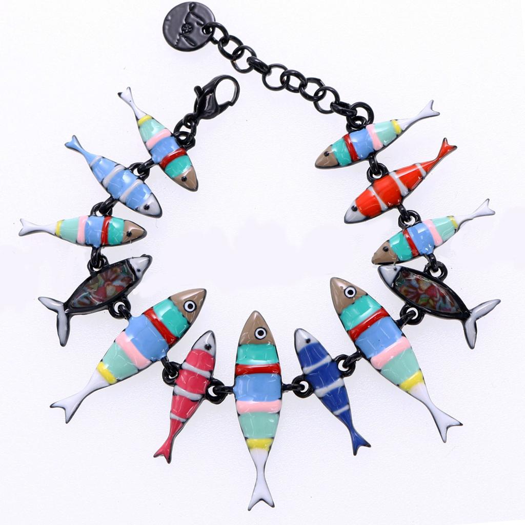 Les Trésors De Lily [R6152] - Bracelet créateur 'Lilipoupettes' (sardines) multicolore - 33x8 mm