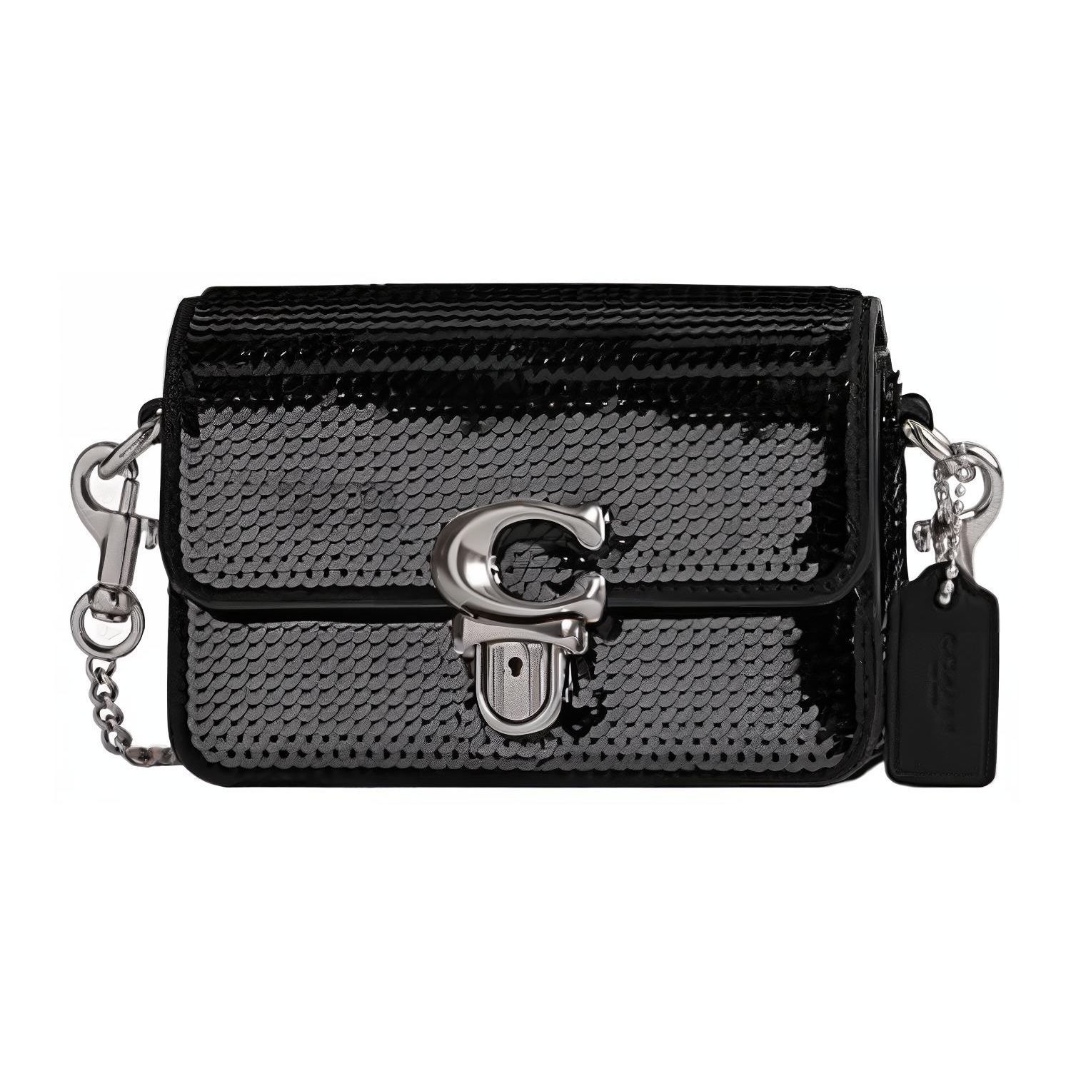 

Coach Studio 12 Logo Large Sequin Flap Lock Crossbody Mini Bag Women bags Black CM429-LHBLK Basic Set (Bag+Dust Bag)