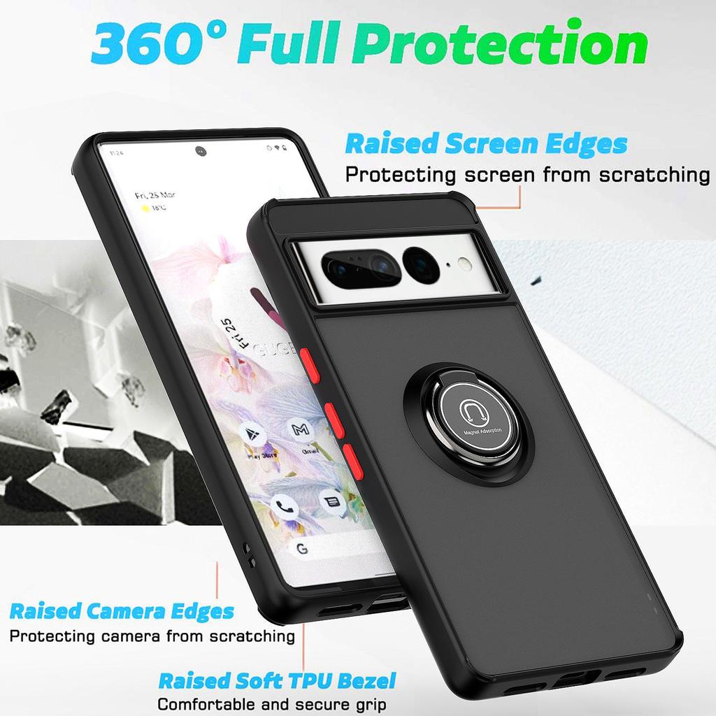 Armor Matte Case for Google Pixel 9 Pro XL Cover for Pixel 8 8A Ring Magnetic Holder Stand Shockproof Coque Fundas