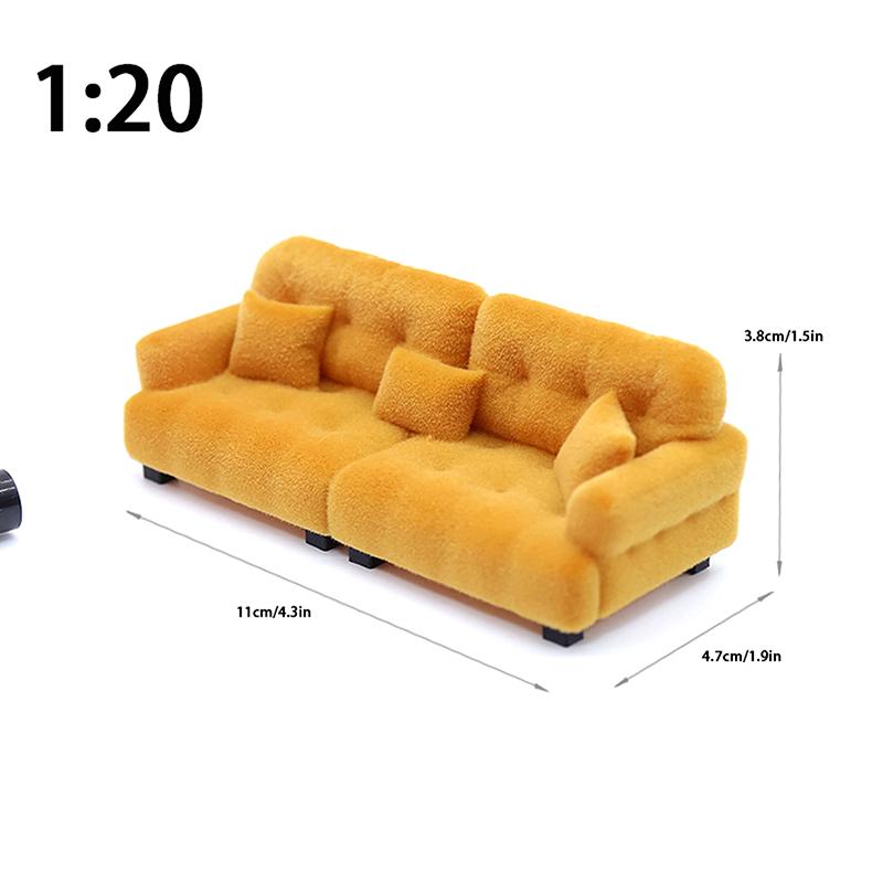 Dollhouse Simulation Flocking Sofa Model Dollhouse Mini Living Room Furniture Decoration Accessories Pretend Play Toys