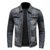Fashion Slim Men's Lapel Motorcycle Denim Jacket Men's Coat European +H0614
