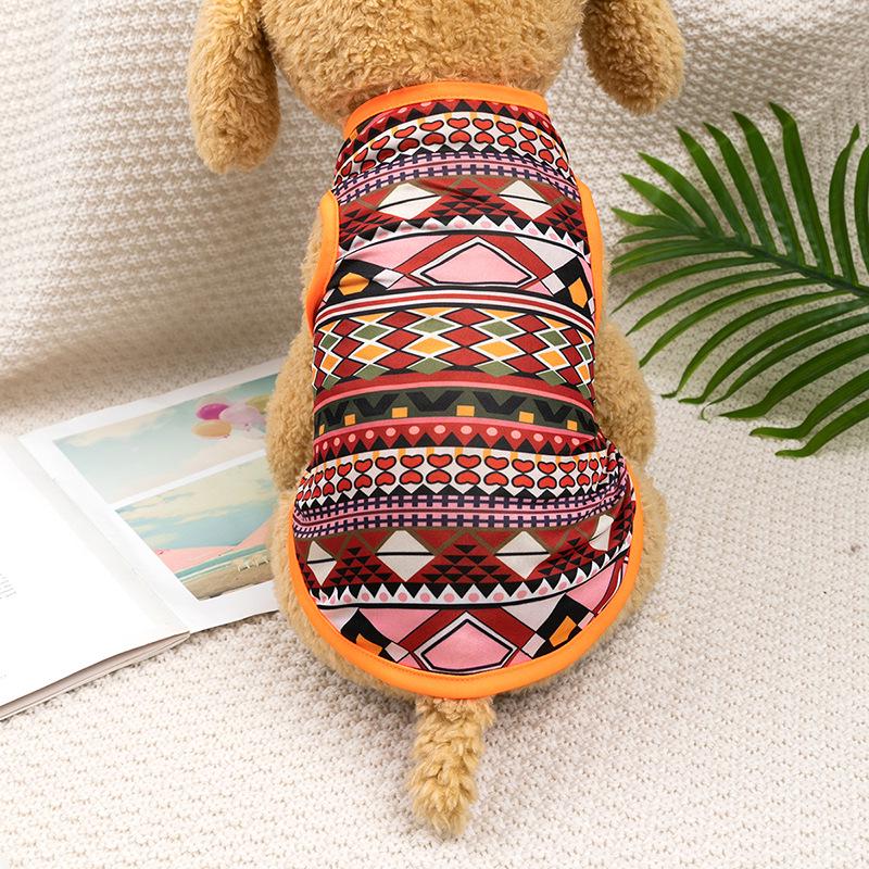 Ethnic Style Summer Short Sleeve Pet Vest for Cats and Small Dogs