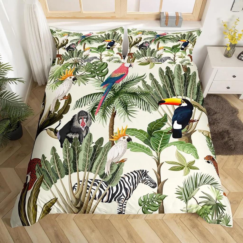 Comforter Cartoon Animals Cute Giraffe Monkey Tiger Elephant Bedding Set Lovely Wildlife Comforter Polyester