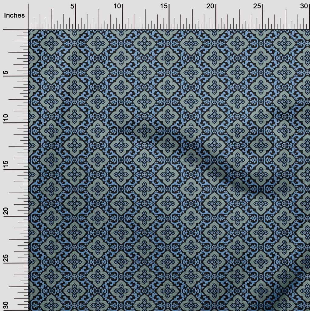 oneOone Cotton Flex Navy Blue Fabric Block Sewing Material Print Fabric By The Yard 40 Inch