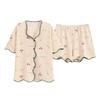 Pajamas Female Summer Cartoon Young Ladies Students Cardigan Short-Sleeved Shorts Thin Section Homewear Two-Piece Suit