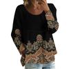 Damen Casual Mode Locker Rundhals Blumenmuster Langarm Oberteil