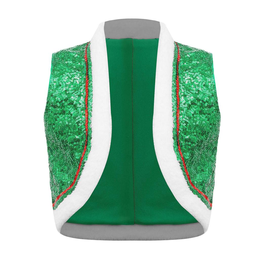 Boys Girls Circus Dance Waistcoat Kids Sleeveless Santa Elf Vest for Christmas Halloween Performance