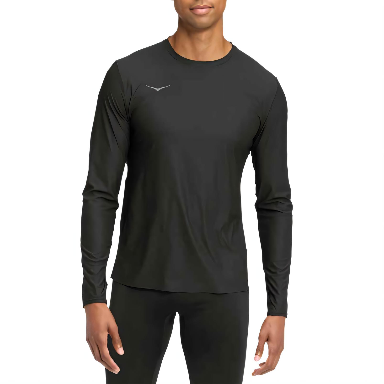 HOKA ONE ONE T Shirts Men s Black Crew Neck Moderate Straight Fit 1175772-BLK L