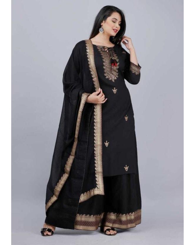 Indian Women Designer Kurta Palazzo Dupatta Set Bollywood Top Tunic Kurti Salwar Suit Dress