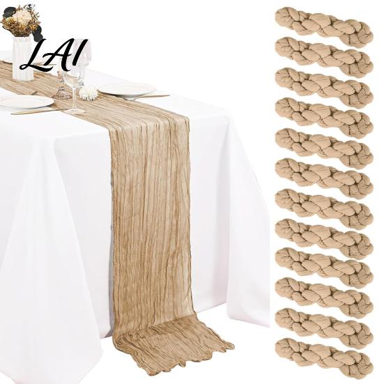Kitchen Dining Table Accessory Rustic Cheesecloth Runner Wedding Sheer Modern Farmhouse Runner Boho for Bridal Shower Baby Hotel Decor