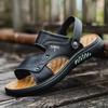 First Layer Cowhide Sandals Soft Sole Men's Leather Casual Beach Shoes Cool Slippers