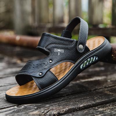 Sandali in pelle di vacchetta primo strato suola morbida scarpe casual da spiaggia in pelle da uomo pantofole fresche