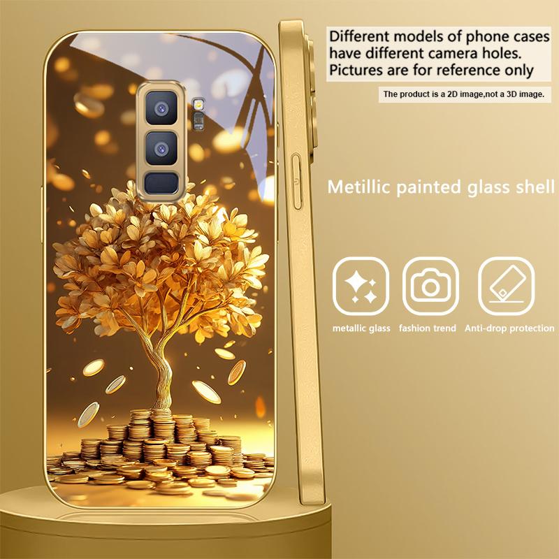 Mysterious Black Cat For Samsung Galaxy S26 S20 FE S21 S22 S23 Plus S24 Ultra S25Ultra S21+  S22Plus Golden Glass Phone Case