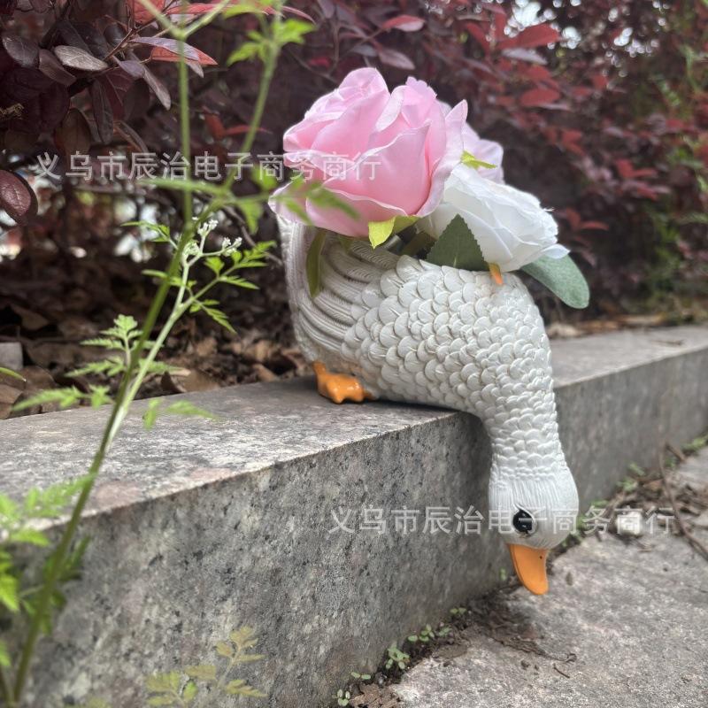 Easter Duck Drinking Water Resin Flower Pot Is Suitable for Outdoor Garden Decoration and Windowsill Decoration