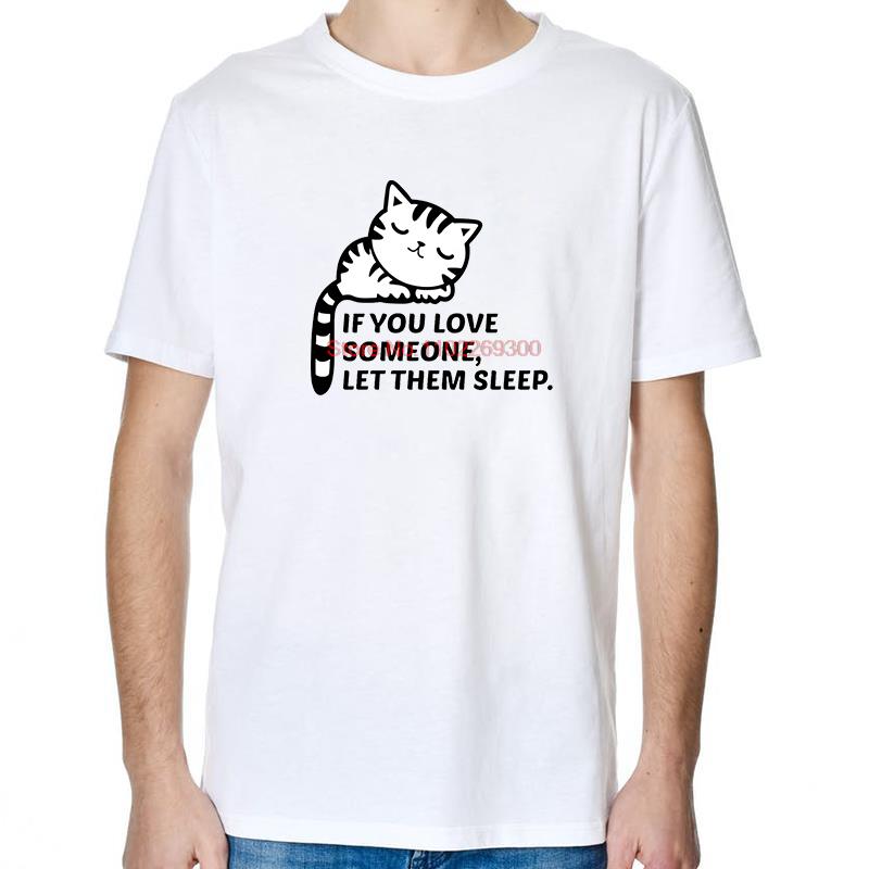 Sleeping Cat TShirt Funny Shirts Graphic Tee Tops TShirt New Arrival Goods High Quality Short Sleeve Tee Cotton Mens TShirts