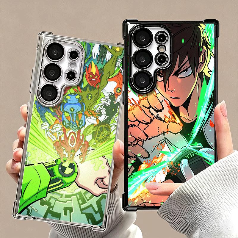 Cartoon Ben 10 Plating Phone Case For Samsung Galaxy S24 S25 FE S26 Edge S23 Ultra S22 S21 Plus S20 Anti-Fall Airabag Cover