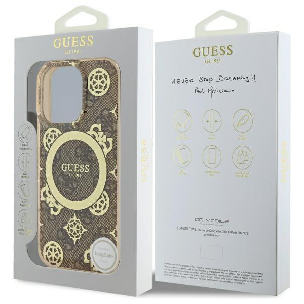 Guess Guhmp16Lh4Pyeew Iphone 16 Pro6.3 Brązowy/Brown Hardcase Iml Peony On 4G Background Magsafe