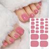 22tips Solid Bake Free Gel Toe Nail Strips Naked Color Black Adhesive Pink Red Polish Gel Nail O4P0