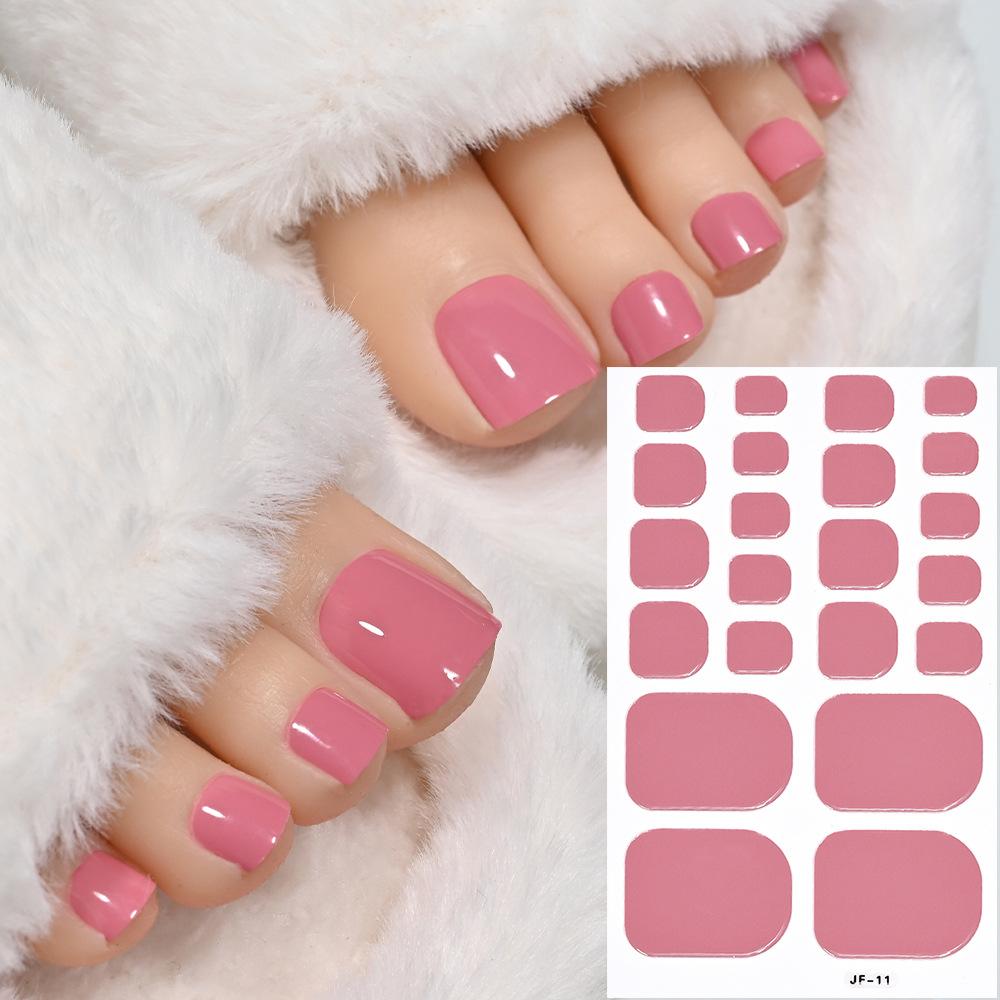 22tips Solid Bake Free Gel Toe Nail Strips Naked Color Black Adhesive Pink Red Polish Gel Nail O4P0