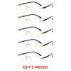 5-piece Set of Unisex Polymer Reading Glasses Lightweight Rectangular Frame