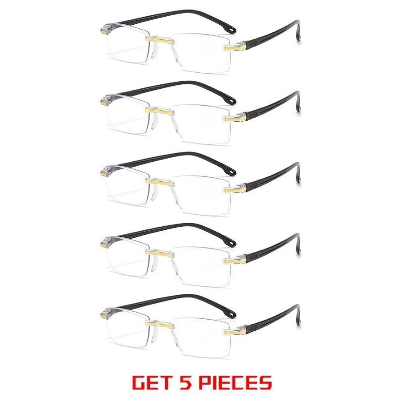 5-piece Set of Unisex Polymer Reading Glasses Lightweight Rectangular Frame