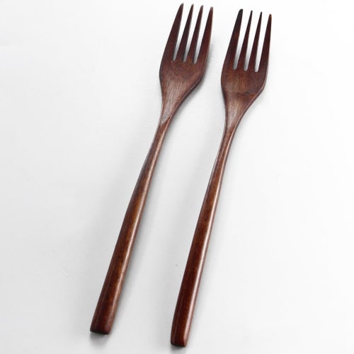 AOOSY 4-Piece Cutlery Set (Spoon, Fork, and Other) - Perfect for Commuting, Lunchboxes, and Students - Natural Wood Dinner Set