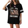 Women's Casual Fashion V-Neck Sports Independence Day Print Short Sleeve Sports T-Shirt Top