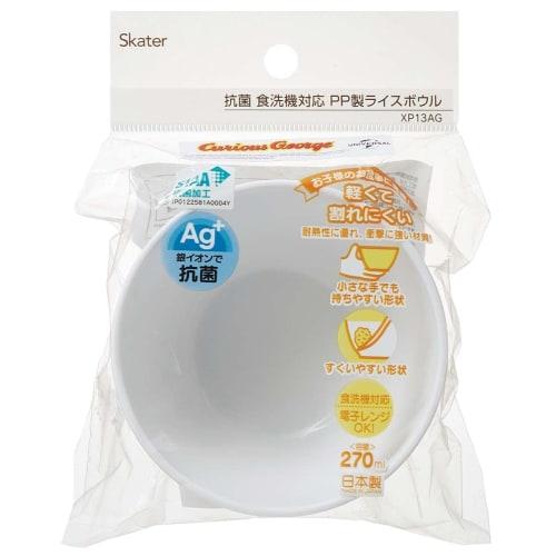 Skater Dishwasher Safe Rice Bowl Silver Ion Ag+ Antibacterial 270ml Rice Bowl Curious George Made In Japan XP13AG-A
