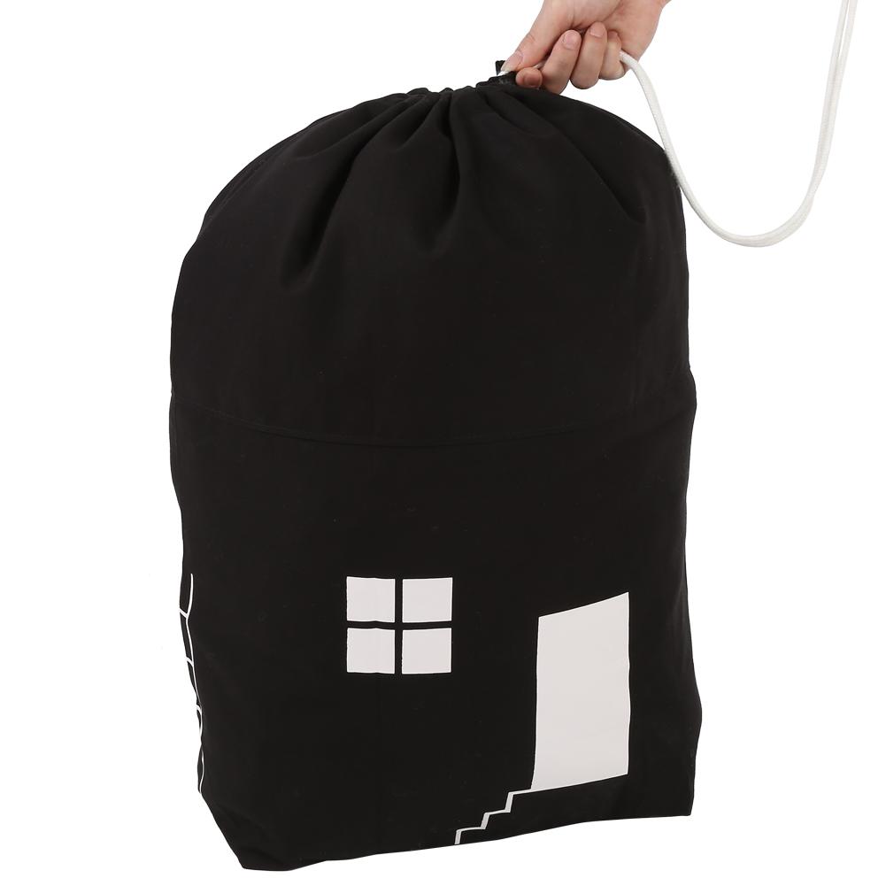 Drawstring Children Toys Storage Bag Massive Capacity House Appearance Black