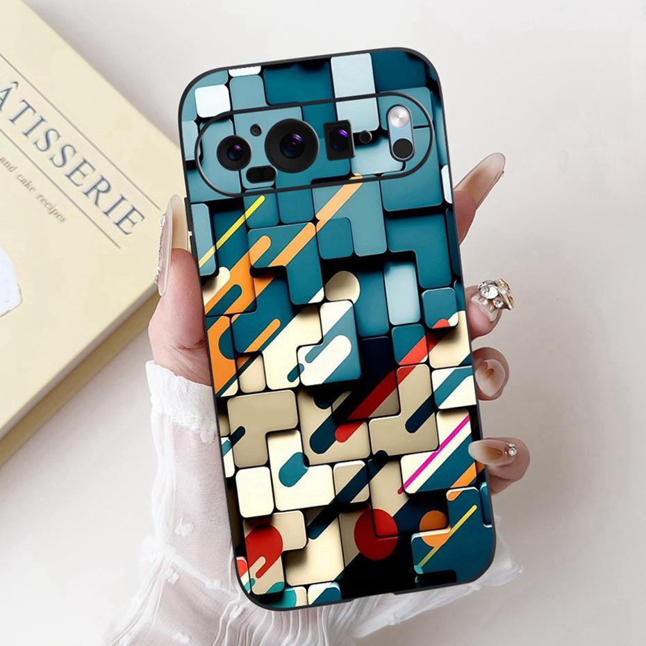 Fashion Painting Phone Case For Google Pixel 9 Pro 9A Black Silicone Soft Cover For Google Pixel9 9A 9Pro Cases Bumpers