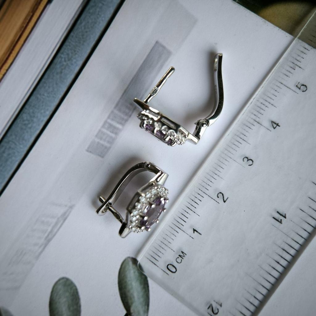 Серебряные серьги с натуральным аметистом 2.998ct (2189404)